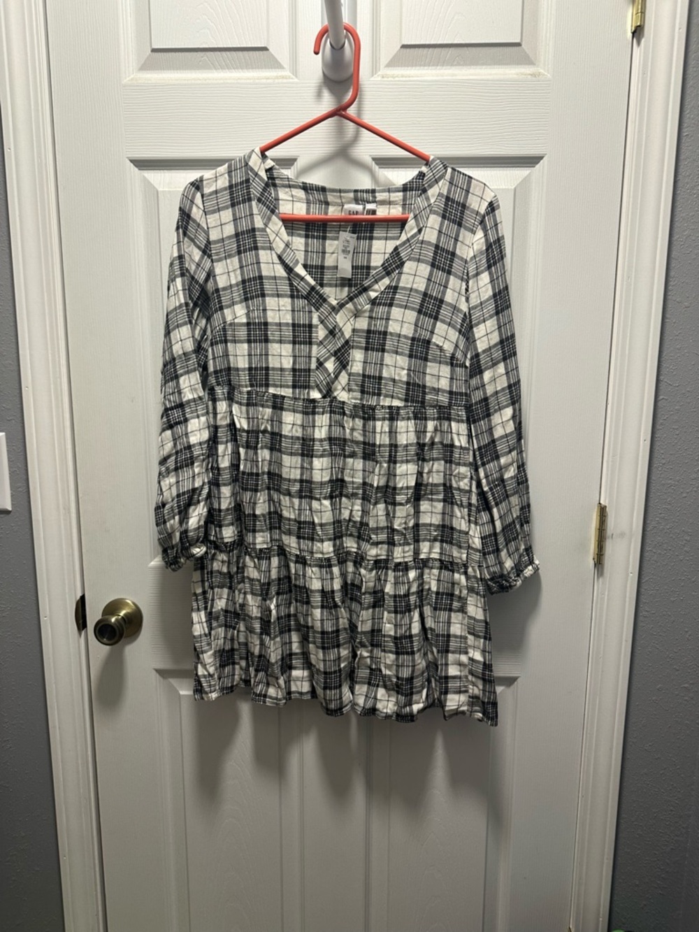 GAP Black and White Plaid Midi Dress